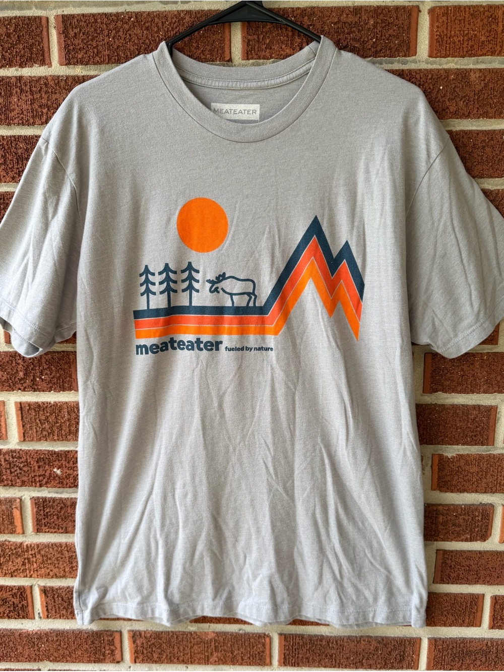 Meateater Retro Mountain Moose Logo Print Short Sleeve Shirt Size Large